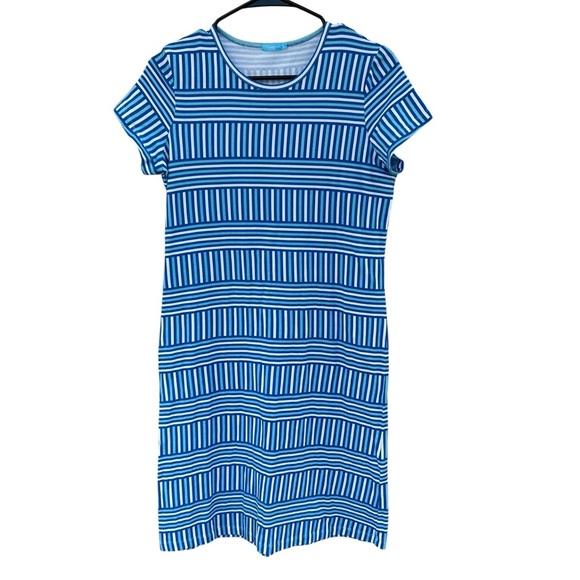 J.McLaughlin Cotton T-Shirt Dress - Size Small - Blue Stripes - Picture 3 of 11